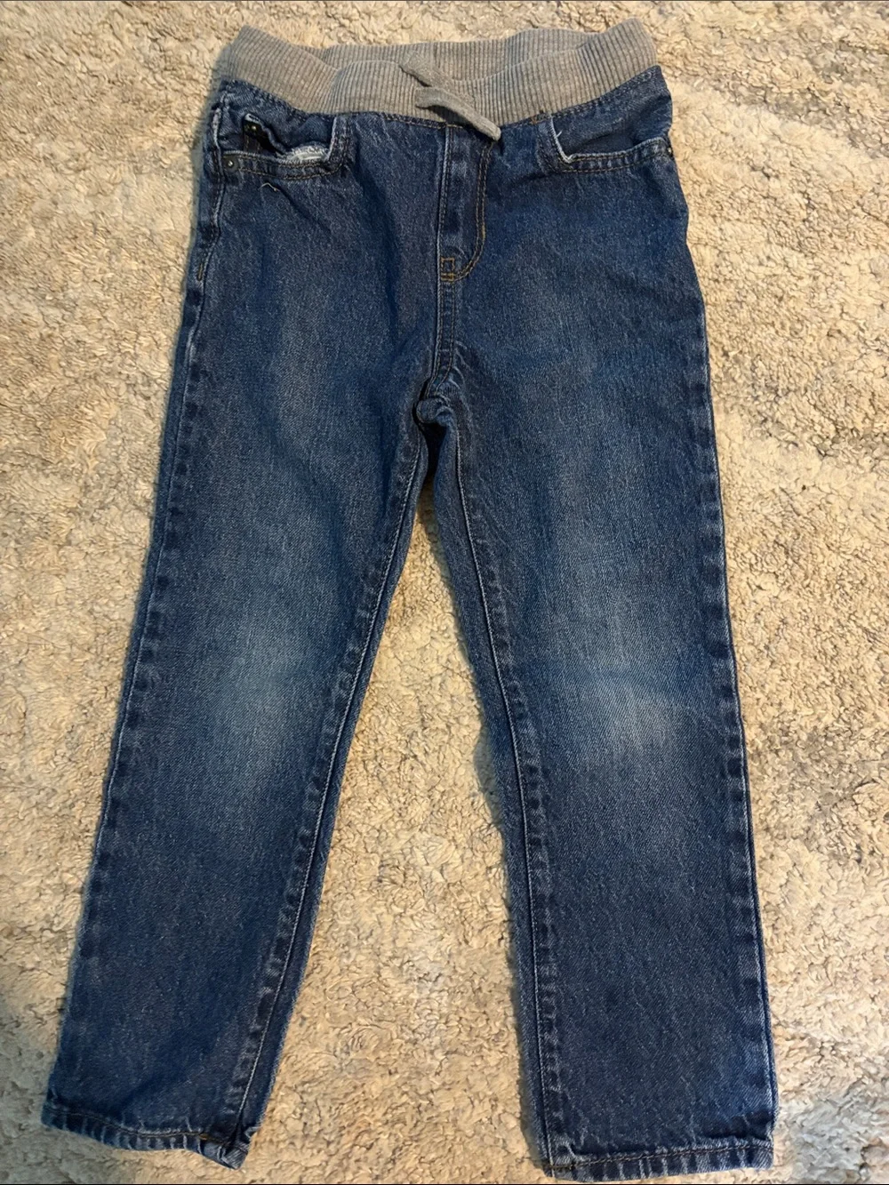 3/$20! The Children's Place kids boys 5t Straight Blue Jeans Gray Elastic Waist
